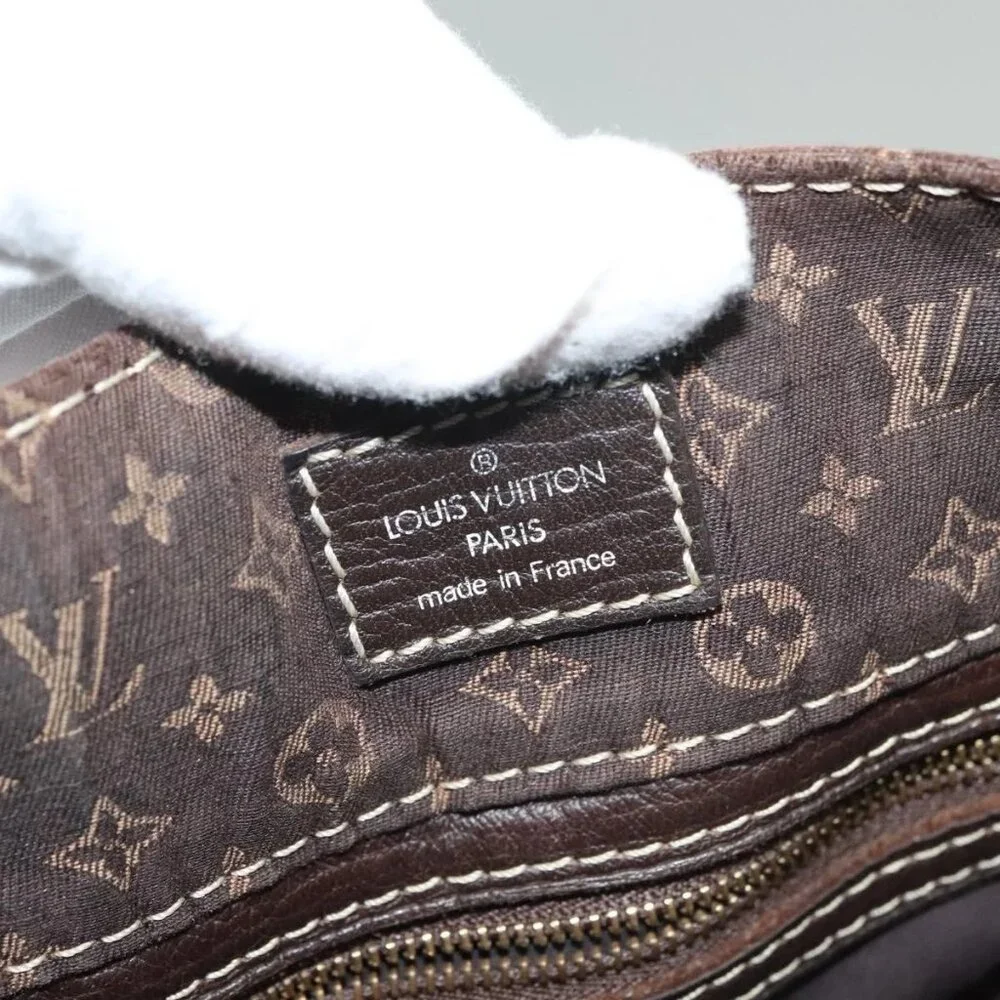 LOUIS VUITTON Monogram Mini Lin Tangier Tote Bag Brown Ebene M40023 Auth ep9437